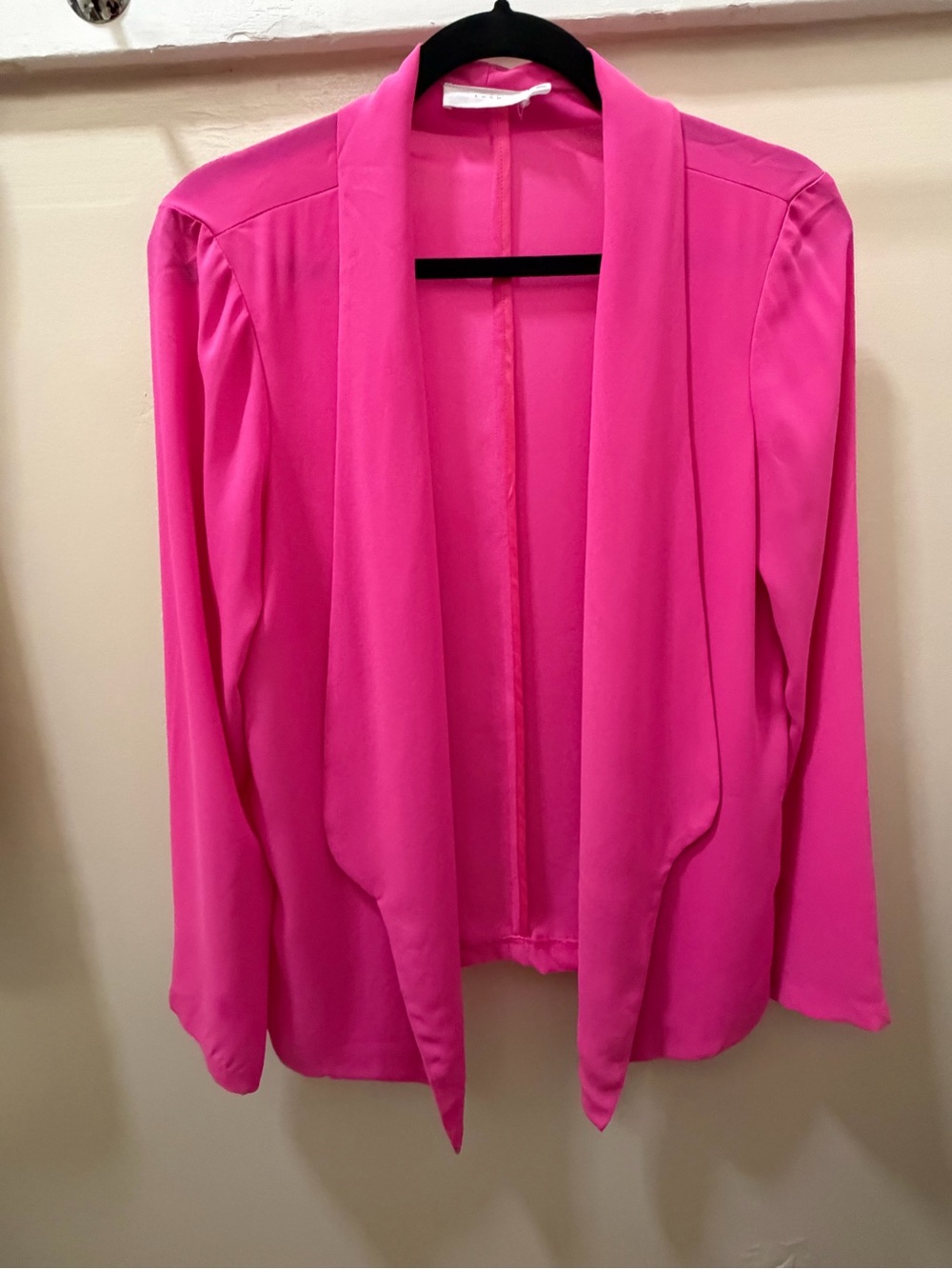 Lush Bright Pink Draped Open-Front Blazer